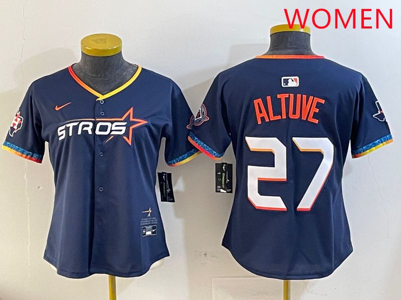 Women Houston Astros #27 Altuve Drak Blue Fourth generation Joint Name 2025 Nike MLB Jersey style 1
